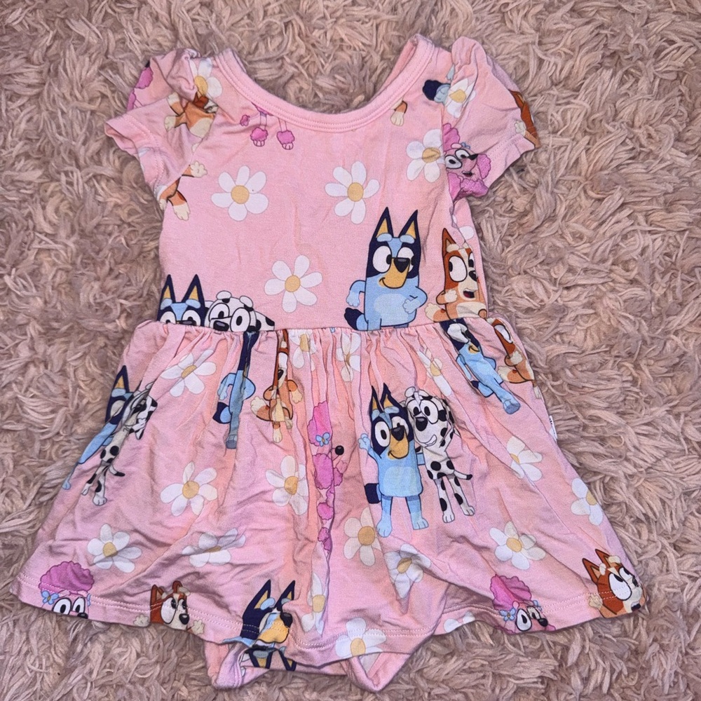Little sleepies bluey and bingo twirl dress